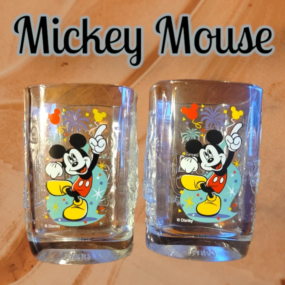 Mickey Mouse Walt Disney World Celebration 2000 Glass Cups McDonalds